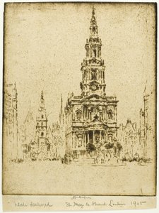 Saint Mary-le-Strand-kirken av Joseph Pennell