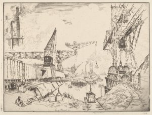 Kraner i Duisburg av Joseph Pennell