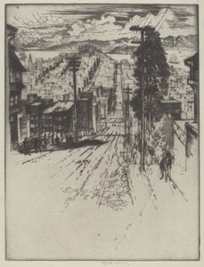 Down and Up the Hills to the Bay, San Francisco av Joseph Pennell
