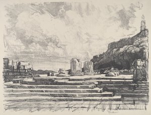 Eleusis, tempelets fortau, 1913. av Joseph Pennell