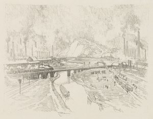 Engelsk krigsarbeid: Munition Town av Joseph Pennell
