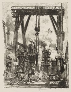 Engelsk krigsarbeid: The Old Gun Pit av Joseph Pennell