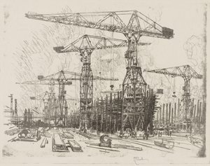 Engelsk krigsarbeid: The Old Shipyard av Joseph Pennell