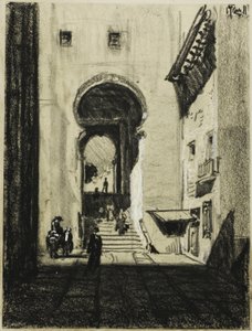 Inngang til Zocodover, Toledo av Joseph Pennell