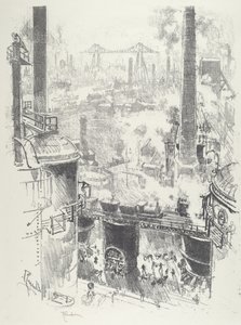 Fra toppene av ovnene, 1916. av Joseph Pennell