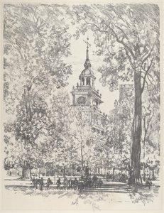 Uavhengighetsplassen og statshuset, 1912. av Joseph Pennell