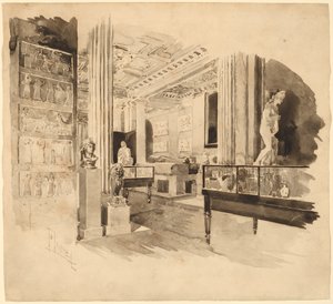 Interiør, Fitzwilliam Museum av Joseph Pennell