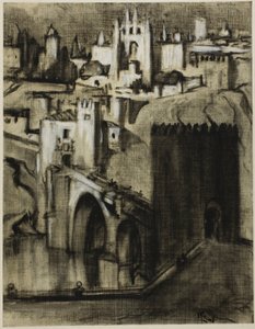 Det er palassgater terrassert rundt skråningen, Toledo av Joseph Pennell