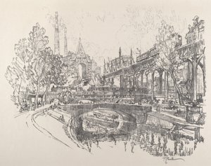 Landwehr-kanalen, Berlin, 1921. av Joseph Pennell