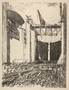 Legger gulvet til Pedro Miguel Lock av Joseph Pennell