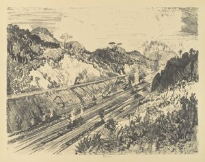 Looking Up the Cut fra Bad Obispo av Joseph Pennell