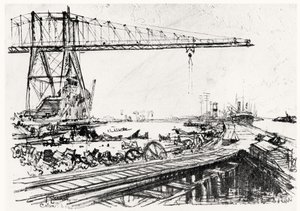 Mount Hope, plate II fra Panamakanalen av Joseph Pennell, 1912 (kull) av Joseph Pennell