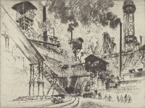 Gruvens munning, Ruhrort nær Oberhausen, 1910. av Joseph Pennell