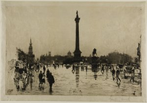 Nelson-monumentet, Trafalgar Square, London av Joseph Pennell
