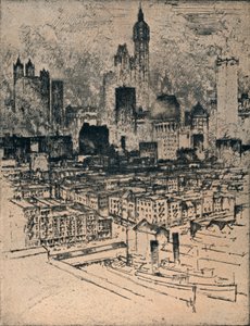 New York Fra Brooklyn Bridge, c1908 av Joseph Pennell