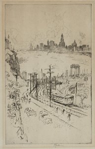 New York, fra New Jersey av Joseph Pennell