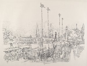 Oberbaum-broen, Berlin, 1921. av Joseph Pennell