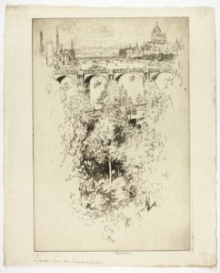 Over Waterloo Bridge, Church and Work av Joseph Pennell