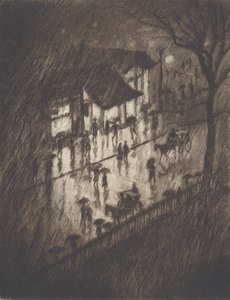 Rainy Night, Charing Cross Shops, 1903. av Joseph Pennell