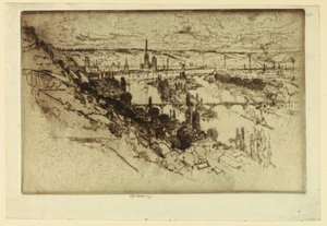 Rouen fra Bon Secours av Joseph Pennell