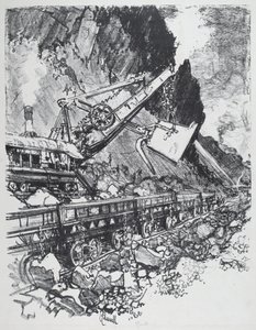 Steam Shovel in the Cut ved Bas Obispo, 1912. av Joseph Pennell