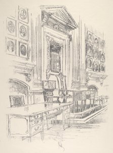 Bord og stol, Signers' Room, Independence Hall, 1912. av Joseph Pennell