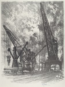 Tar den store pistolen bort, 1916. av Joseph Pennell