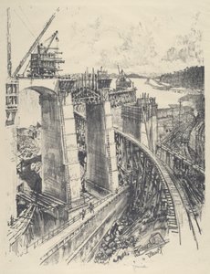 Tilnærmingen til Gatun Lock, 1912. av Joseph Pennell