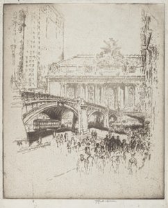 Tilnærmingen til Grand Central, New York av Joseph Pennell