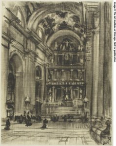 The Cheerful Gothic Cloisters, Toledo av Joseph Pennell