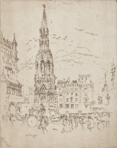 Elinor Cross, foran Charing Cross jernbanestasjon, 1906. av Joseph Pennell