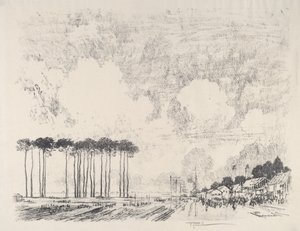 Embarkation Camp, Classic Grove, 1917. av Joseph Pennell