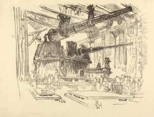 The English War Series: W. 448 Fitting Guns in Turrets av Joseph Pennell