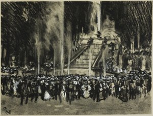 Fontenene som leker på La Granja av Joseph Pennell
