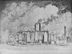 Den store hvite skyen, Leeds., c1910 av Joseph Pennell