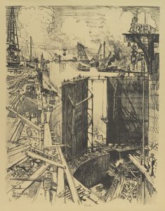 The Guard Gate, Gatun Lock, 1912 av Joseph Pennell
