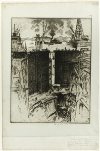 The Guard Gate, Gatun Lock, Panama av Joseph Pennell