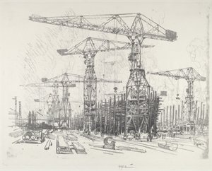Det gamle verftet, 1916. av Joseph Pennell