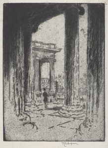 Portikoen, British Museum av Joseph Pennell