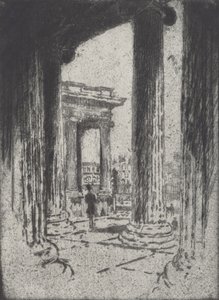 Portikoen, British Museum, 1905. av Joseph Pennell