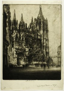 Vestfronten, Rouen katedral av Joseph Pennell
