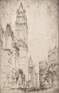 Woolworth-bygningen, 1915. av Joseph Pennell