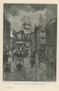 Forsiden av St Paul's Cathedral fra Fleet Street av Joseph Pennell