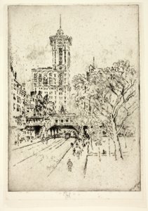 Times Building og 42nd Street av Joseph Pennell
