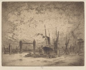 Tower Bridge, kveld av Joseph Pennell