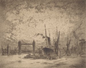 Tower Bridge, kveld, 1905. av Joseph Pennell