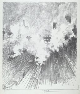 Train Yard, St. Louis, 1919. av Joseph Pennell