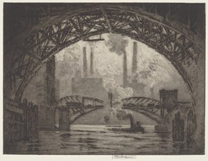 Under broene, Chicago av Joseph Pennell