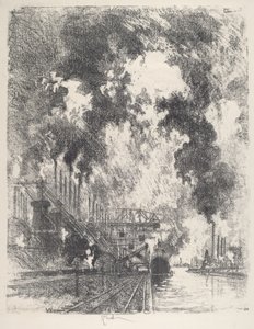 Lossing av malm, 1917. av Joseph Pennell