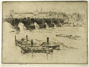 Waterloo Bridge og Somerset House av Joseph Pennell